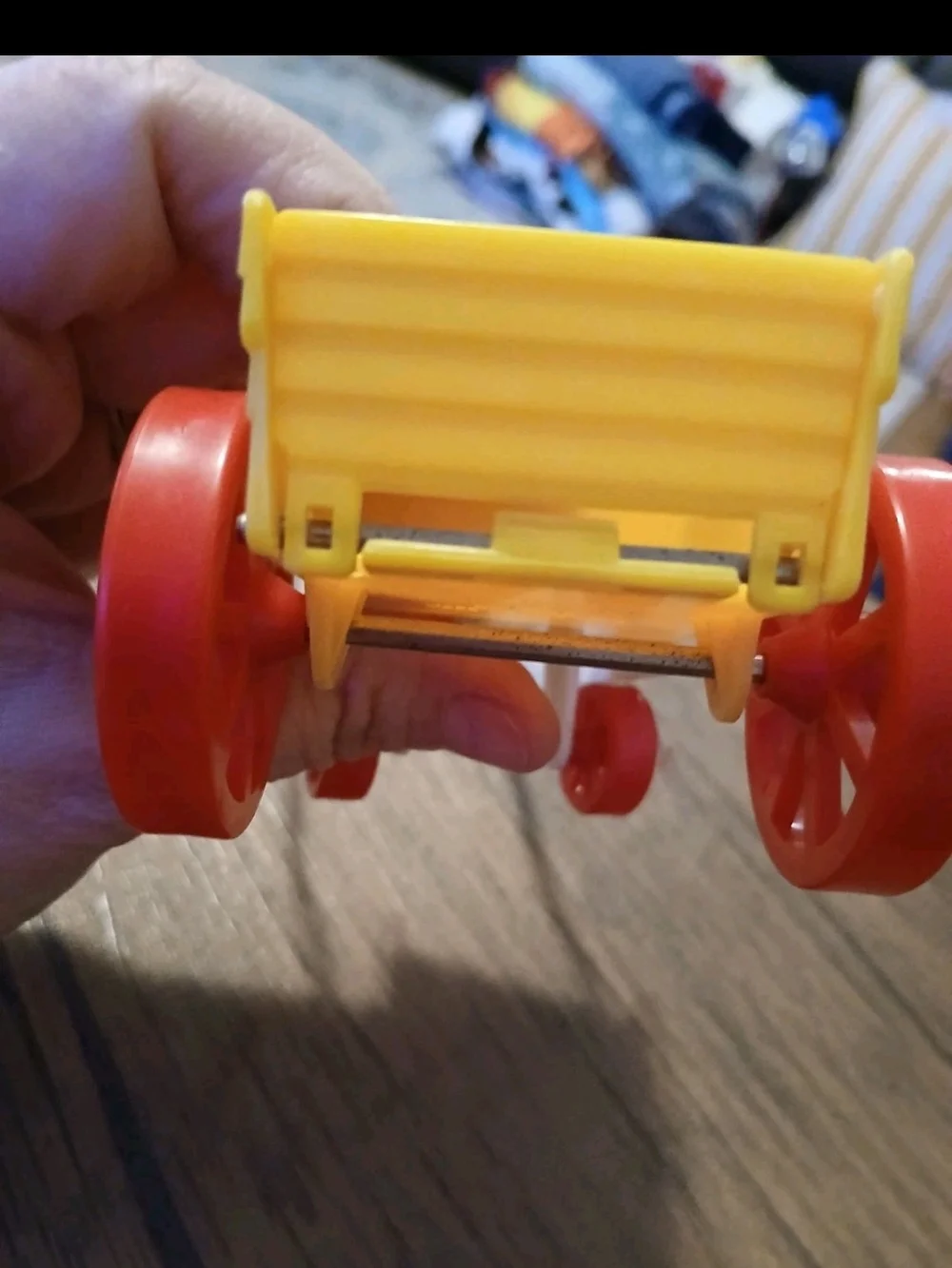 Vtg Fisher Price Little People Farm Tractor Trailer Horse Harness Tailgate Works